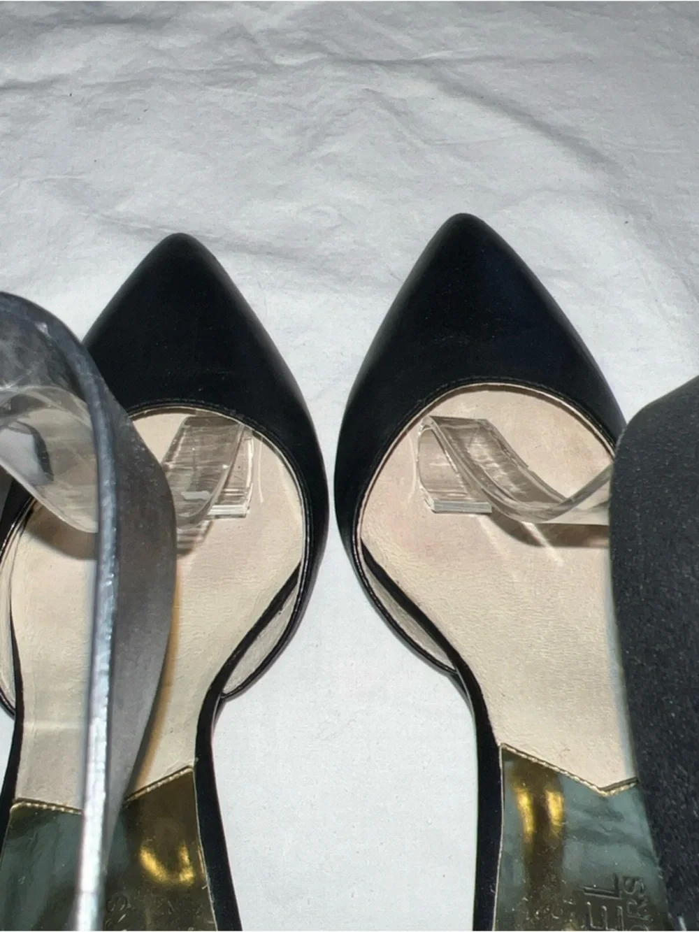 Michael Kors Womens Black Leather Ankle Strap Heels Shoes Sz 9.5M Zipper Gold - Picture 12 of 15